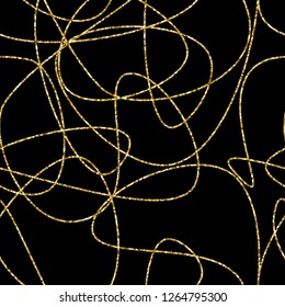 Vector hand drawn abstract seamless pattern. Gold stripes pattern. 