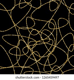 Vector hand drawn abstract seamless pattern. Gold stripes pattern. 