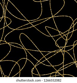 Vector hand drawn abstract seamless pattern. Gold stripes pattern. 