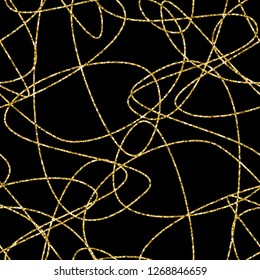 Vector hand drawn abstract seamless pattern. Gold stripes pattern. 