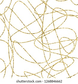 Vector hand drawn abstract seamless pattern. Gold stripes pattern. 