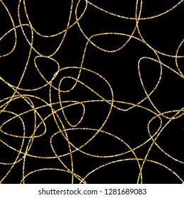 Vector hand drawn abstract seamless pattern. Gold stripes pattern. 