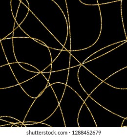 Vector hand drawn abstract seamless pattern. Gold stripes pattern. 
