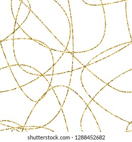 Vector hand drawn abstract seamless pattern. Gold stripes pattern. 