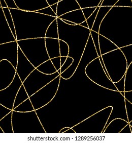 Vector hand drawn abstract seamless pattern. Gold stripes pattern. 