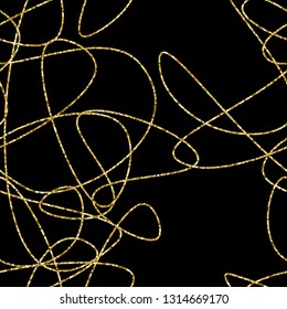 Vector hand drawn abstract seamless pattern. Gold stripes pattern. 