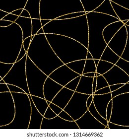 Vector hand drawn abstract seamless pattern. Gold stripes pattern. 