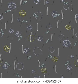 Vector hand drawn abstract seamless pattern. Minimal hipster minimalistic repeating background. Memphis style backdrop.