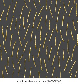 Vector hand drawn abstract seamless pattern. Minimal repeating background. Hipster minimalistic seamless pattern. Gold stripes pattern.