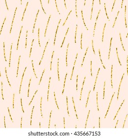 Vector hand drawn abstract seamless pattern. Minimal repeating background. Hipster minimalistic seamless pattern. Gold stripes pattern.