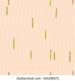 Vector hand drawn abstract seamless pattern. Hipster minimalist elegant gold stripes background, backdrop.
