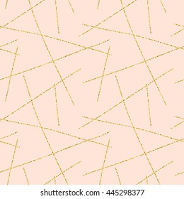 Vector hand drawn abstract seamless pattern. Hipster minimalist elegant gold stripes background, backdrop.