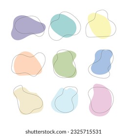 Vector hand drawn abstract shapes collection with soft colors
