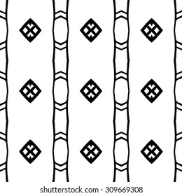 Vector hand drawn abstract vintage geometric wallpaper pattern seamless background. Tribe motive for wrapping. Aztec, american, arabic rhombus tiling.