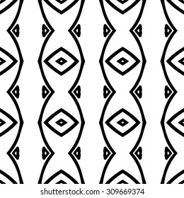 Vector hand drawn abstract vintage geometric wallpaper pattern seamless background. Tribe motive for wrapping. Aztec, american, arabic rhombus tiling.