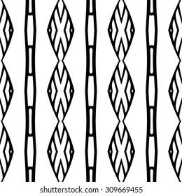 Vector hand drawn abstract vintage geometric wallpaper pattern seamless background. Tribe motive for wrapping. Aztec, american, arabic rhombus tiling.