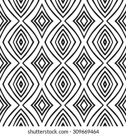 Vector hand drawn abstract vintage geometric wallpaper pattern seamless background. Tribe motive for wrapping. Aztec, american, arabic rhombus tiling.