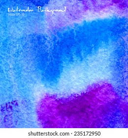vector hand drawn abstract watercolor illustration blue and purple background