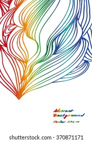 Vector hand drawn abstract waves background, colorful rainbow gradient. Holi festival background