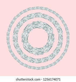 Vector hand drawn abstract wreath. Decorating for national Festive on powder pink background.