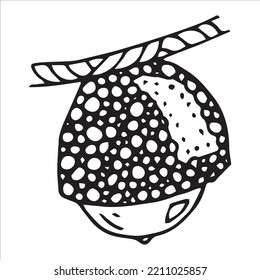 Vector Hand Drawn Acorn Illustration. Autumn Botany Sketch Clipart.