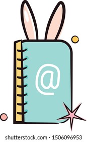 vector hand drawn address book, rabbit ears