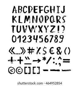Vector hand drawn alphabet. ABC Painted Letters. Brush painted letters.