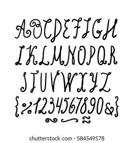 Vector hand drawn alphabet. ABC Painted Letters. Brush painted letters on white background