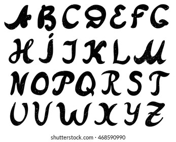 Vector hand drawn alphabet. Black and white illustration