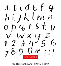 Vector hand drawn alphabet. Brush painted letters. Hand lettering for your designs: logo, for posters, invitations, cards, etc.