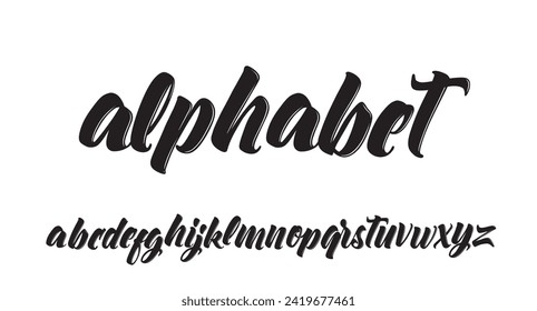 Vector Hand Drawn Alphabet. Brush Paint Letters. Decorative script typography.
