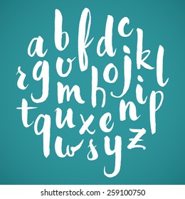 Vector hand drawn alphabet. Brush painted letters, rough contour.