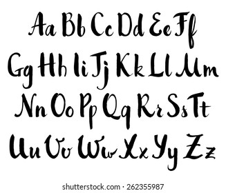 Vector Hand Drawn Alphabet. Brush Painted Letters, Rough Contour.