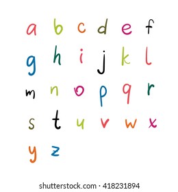 vector hand drawn alphabet. brush painted letters, lowercase.
