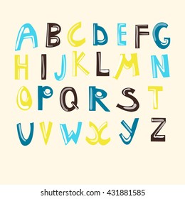 vector hand drawn alphabet. brush painted letters