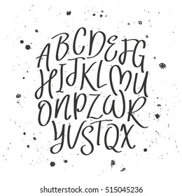 Vector hand drawn alphabet. Brush painted letters. Lettering and custom typography