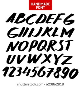 Vector hand drawn alphabet. Brush painted letters. Hand lettering for your designs: logo, for posters, invitations, cards, etc.