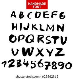 Vector hand drawn alphabet. Brush painted letters. Hand lettering for your designs: logo, for posters, invitations, cards, etc.