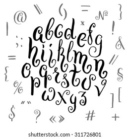 Vector hand drawn alphabet in calligraphy brush