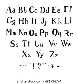 Vector hand drawn alphabet. It can be used for the font. Vector Illustration.