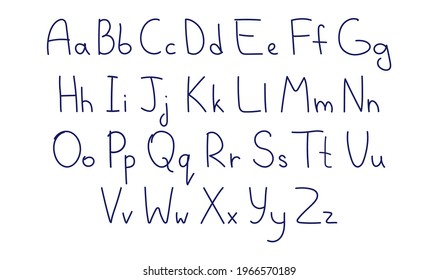 Vector hand drawn alphabet. Colorful English ABCs. Simple typographic design of Latin capital letters with stripes. Childish drawing. Template for banner, poster, greeting card, print