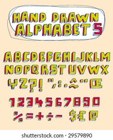 Vector hand drawn alphabet for designer 5. Change easily the colors as you wish.