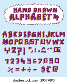 Alfabeto dibujado a mano vectora para el diseñador 4. Cambie fácilmente los colores como desee.