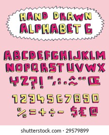 Vector hand drawn alphabet for designer 6. Change easily the colors as you wish.