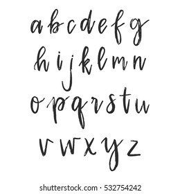 Vector hand drawn alphabet. Dry brushed black font isolated on white background