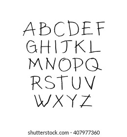 Vector hand drawn alphabet font
