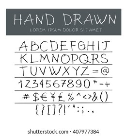 Vector hand drawn alphabet font