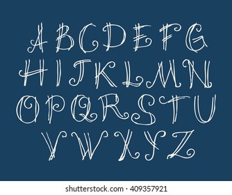 Vector hand drawn alphabet font