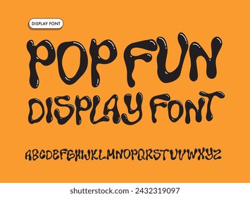 Vector Hand Drawn Alphabet in Funky Style. Trendy Liquid and Groovy Letters. Decorative Artistic Font. Y2K Letters Style.	