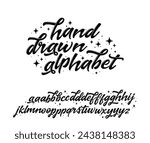 Vector hand drawn alphabet isolated on white background. Brush painted letters. Decorative  artistic font. 